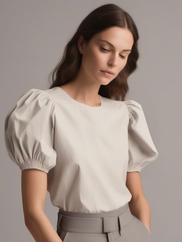 zenuro - Puff-Sleeve Poplin Top